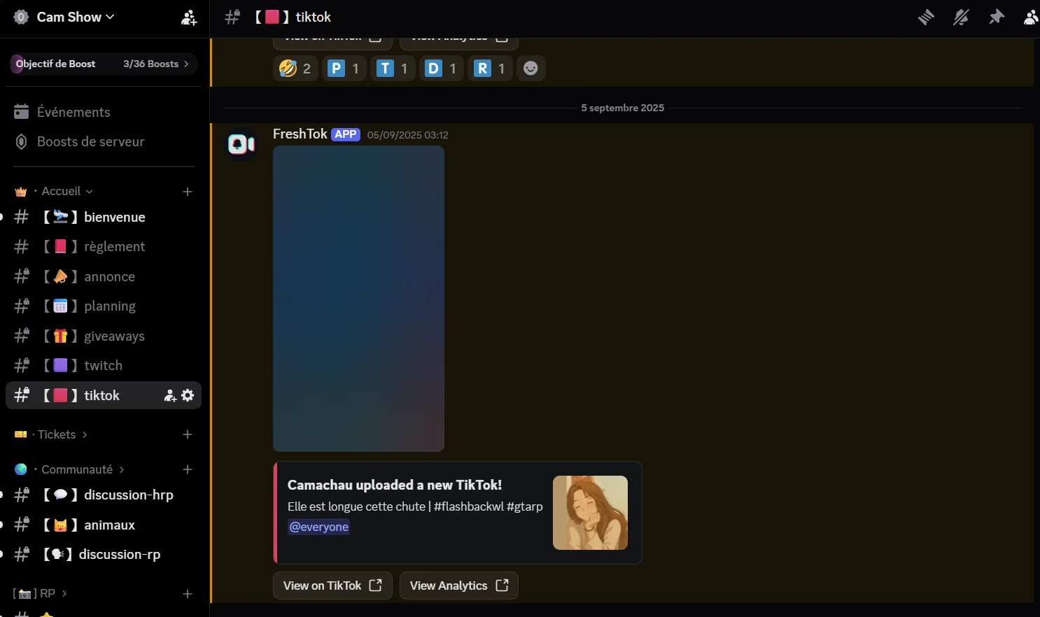 Notification TikTok Camachau
