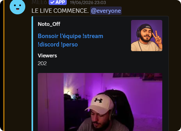 Notification de live Twitch sur le serveur Noto