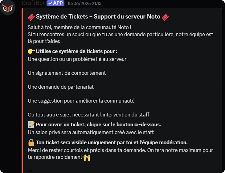 Système de tickets du serveur Noto