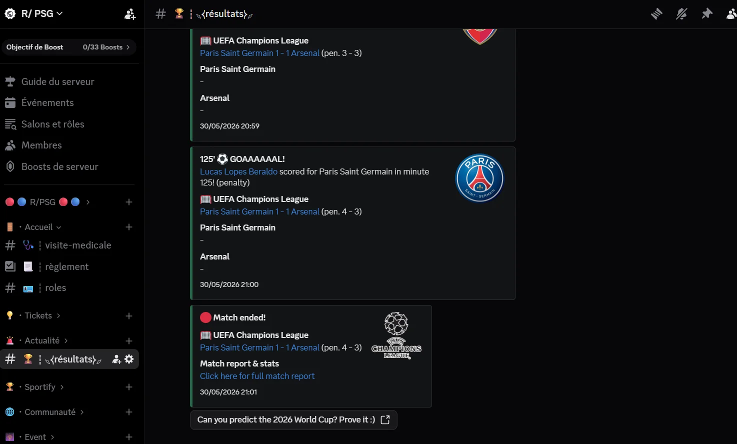Résultats en direct R/PSG
